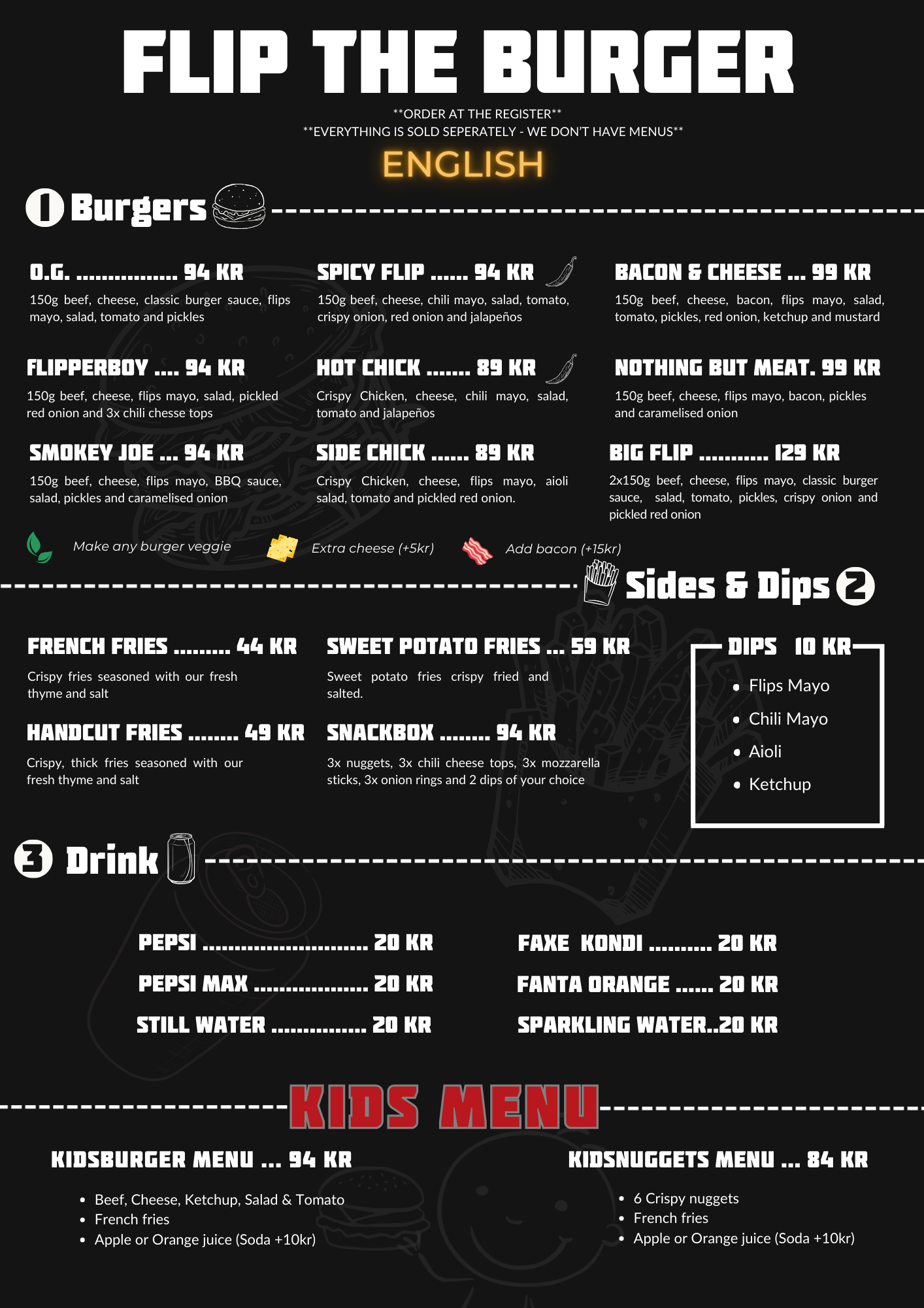 Flip The Burger English Menu